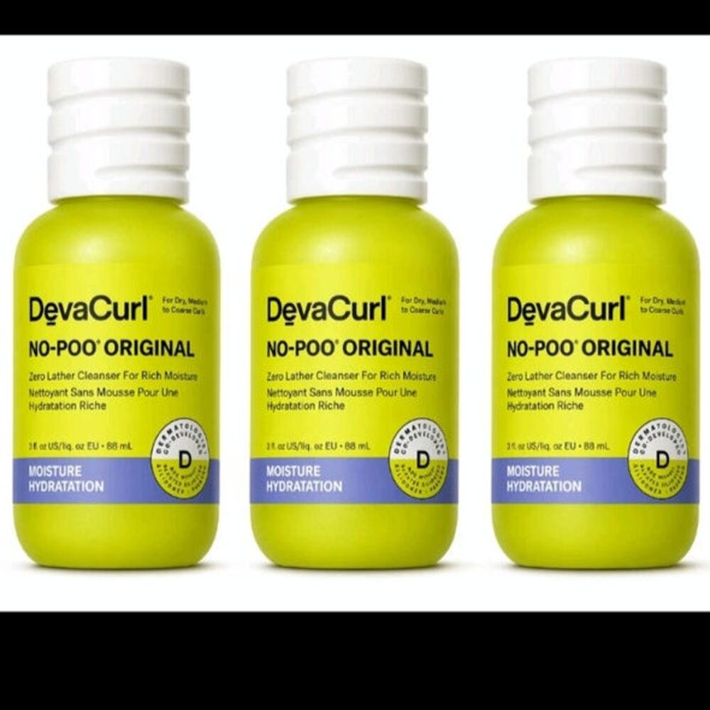 Lot of 3 DevaCurl No-Poo Original Zero Lather Cleanser For Rich Moisture - New